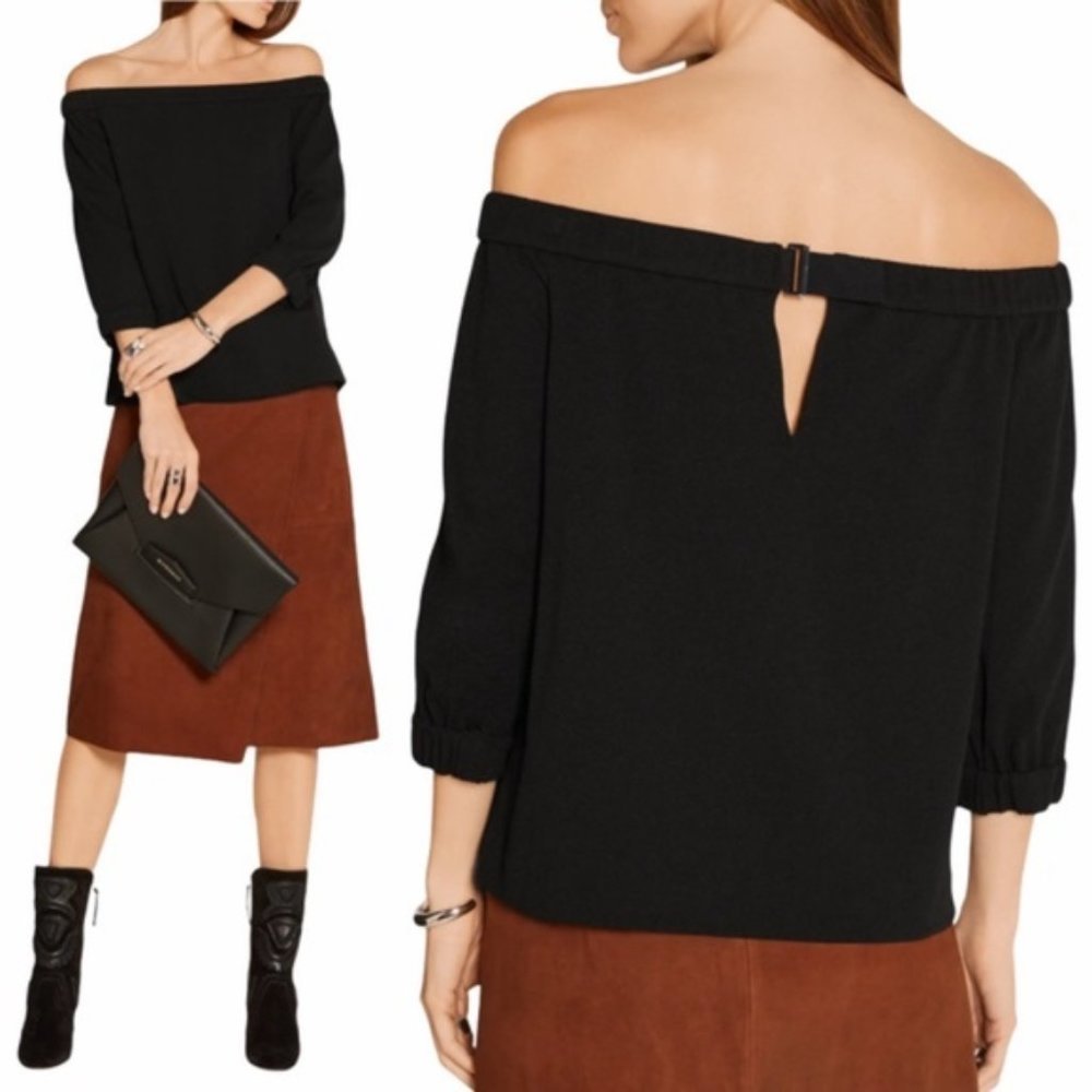 TIBI Black Off The Shoulder Top